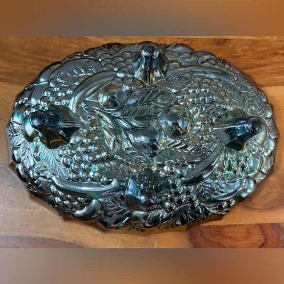 CARNIVAL GLASS Indiana Iridescent Blue Bowl - Picture 8 of 10